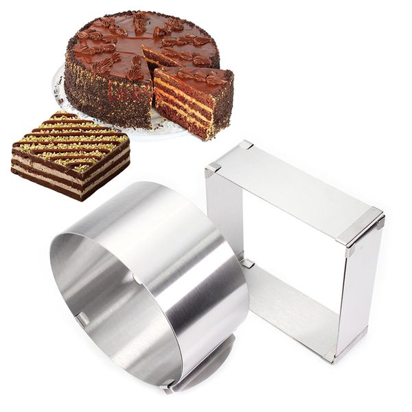 stainless steel adjustable cake mousse ring set of 2 round & square cake mould
stainless steel adjustable cake mousse ring set of 2 round & square cake mould