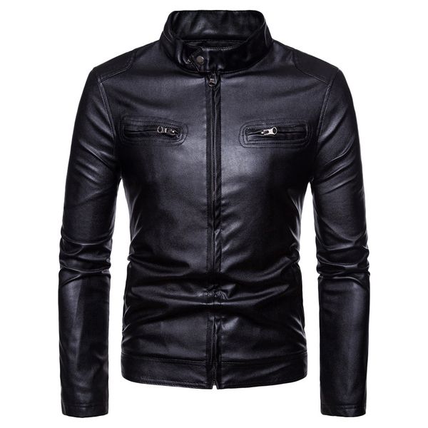 new retro men's pu leather jacket autumn winter moto & biker stand collar jacket pure color long sleeved zipper slim fit coat, Black;brown
new retro men's pu leather jacket autumn winter moto & biker stand collar jacket pure color long sleeved zipper slim fit coat, Black;brown