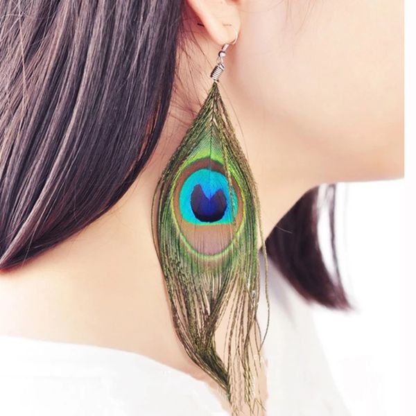 bohemian retro ethnic wind peacock feather long tassel earrings for women gift party jewelry, Silver
bohemian retro ethnic wind peacock feather long tassel earrings for women gift party jewelry, Silver
