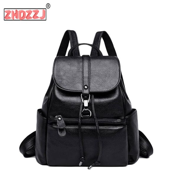new trend women backpacks bag and large capacity solid pu leather women bag casual simple youth students