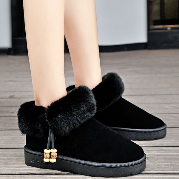 women snow boots flats slip on winter platform tassel ladies warm shoes flock fur women suede ankle boots female woman booties, Black
women snow boots flats slip on winter platform tassel ladies warm shoes flock fur women suede ankle boots female woman booties, Black