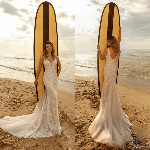 2020 mermaid beach wedding dresses v neck lace appliqued backless bridal gowns sweep train boho country wedding dress robe de mariée, White
2020 mermaid beach wedding dresses v neck lace appliqued backless bridal gowns sweep train boho country wedding dress robe de mariée, White