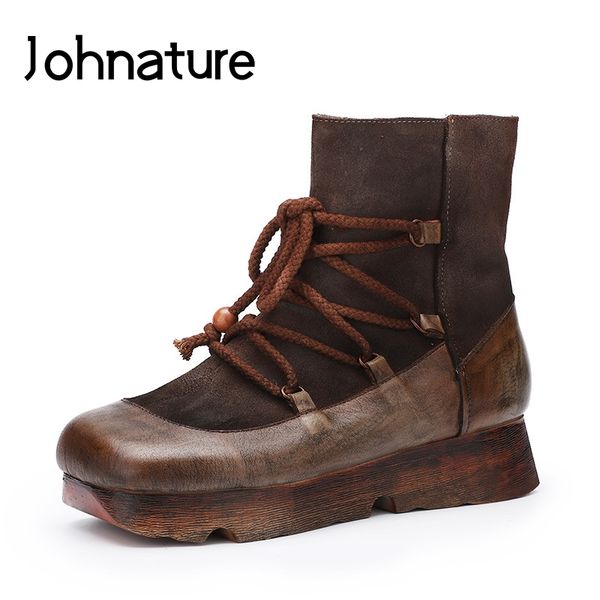 johnature platform boots genuine leather women shoes square toe flat with 2019 new winter zipper cross-tied women boots, Black
johnature platform boots genuine leather women shoes square toe flat with 2019 new winter zipper cross-tied women boots, Black