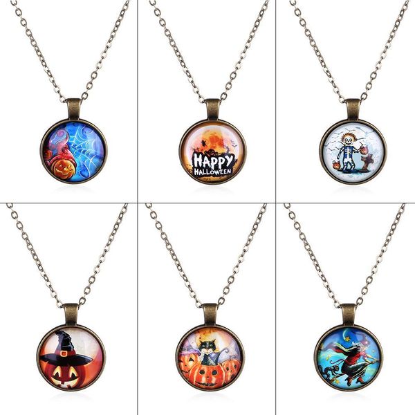 halloween witch time gemstone necklace new fashion imitation gemstones pendant necklace time synthetic gemstone, Silver