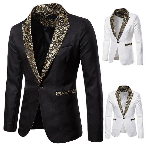 gold pattern men dress blazers party single button men suit jacket slim fit wedding suits nightclub tuxedo singer stage costumes, White;black
gold pattern men dress blazers party single button men suit jacket slim fit wedding suits nightclub tuxedo singer stage costumes, White;black