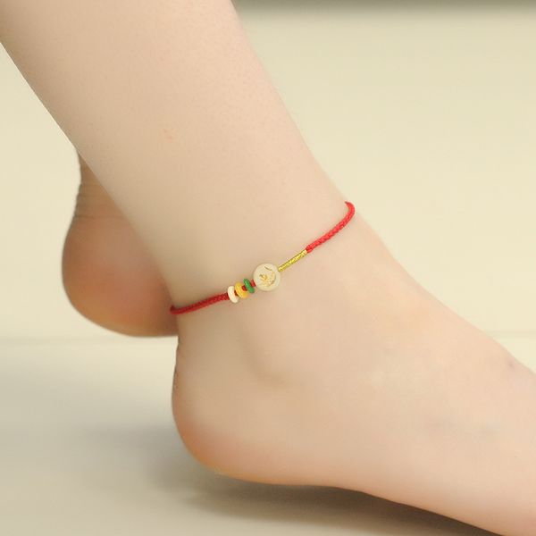 natural agate stone luminous zodiac anklet hand-woven animal year red string transport accessories goddess simple wild, Red;blue 
natural agate stone luminous zodiac anklet hand-woven animal year red string transport accessories goddess simple wild, Red;blue
