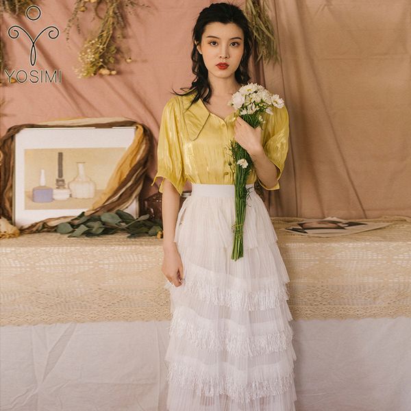 2019 summer two piece sets women dress vintage short sleeve shirt +mesh skirt cascading cake dress 2 piece outfits for women, White
2019 summer two piece sets women dress vintage short sleeve shirt +mesh skirt cascading cake dress 2 piece outfits for women, White