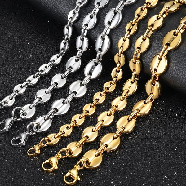 trendsmax stainless steel coffee beans marina link chain bracelet gold silver for men women hip jewelry 7/9/11mm kbm169, Black
trendsmax stainless steel coffee beans marina link chain bracelet gold silver for men women hip jewelry 7/9/11mm kbm169, Black