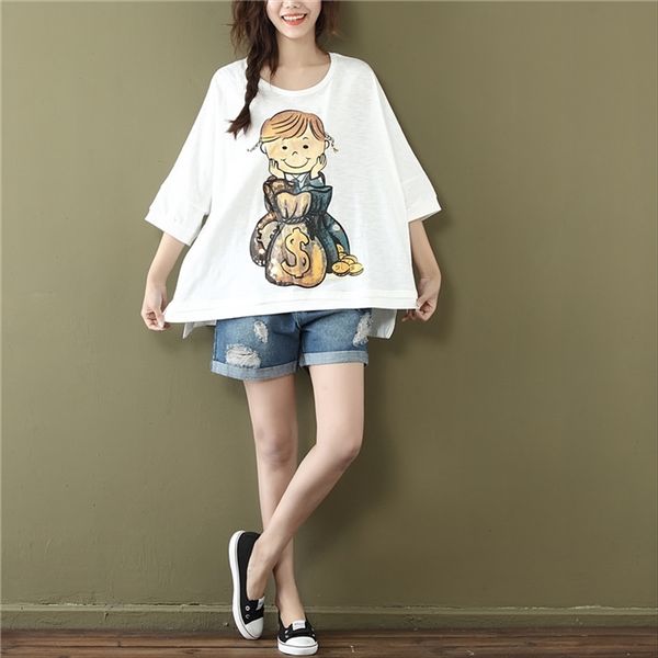 2020 summer fat mm large size t-shirt loose casual printed t-shirt women's cotton short sleeve top, White
2020 summer fat mm large size t-shirt loose casual printed t-shirt women's cotton short sleeve top, White