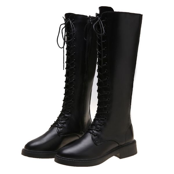 2020 new women's mid-low heel pu shoes woman round head solid color lace up knee-high fashion women's spring boots size 35-40, Black
2020 new women's mid-low heel pu shoes woman round head solid color lace up knee-high fashion women's spring boots size 35-40, Black
