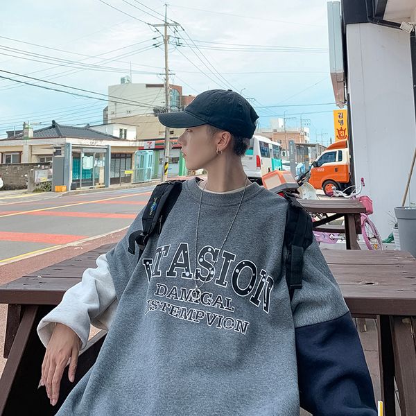 2019 autumn and winter korean version of the new locomotive men's casual handsome personality printed pullover, Black
2019 autumn and winter korean version of the new locomotive men's casual handsome personality printed pullover, Black