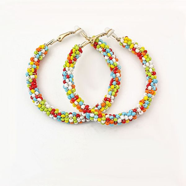 fadhion красочного бисера круг серьга золотого цвета богема серьга обруч с райс из бисера украшение простого круга серьги для женщин девушка, Silver 
fadhion красочного бисера круг серьга золотого цвета богема серьга обруч с райс из бисера украшение простого круга серьги для женщин девушка, Silver