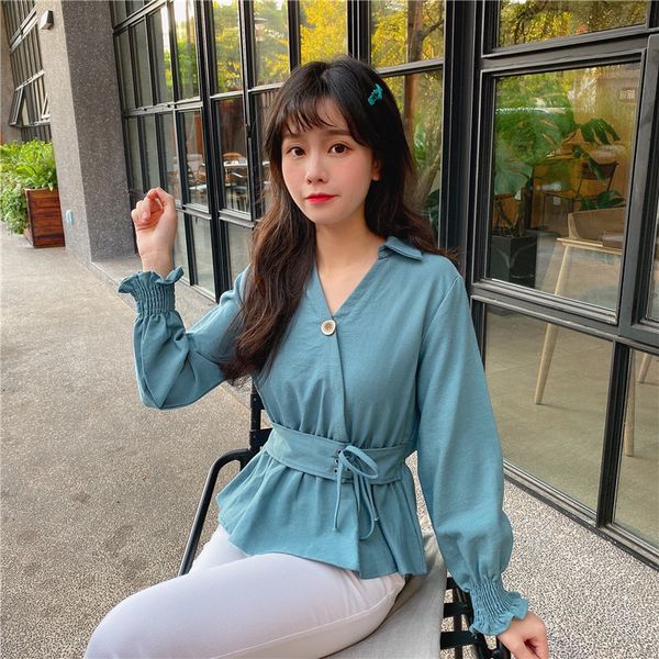 new autumn fashion women shirts full sleeve v-neck very + 5 waist rope bond design feeling blouse shirt white red blue 18111
new autumn fashion women shirts full sleeve v-neck very + 5 waist rope bond design feeling blouse shirt white red blue 18111