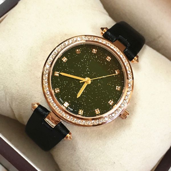 colorful genuine leather luxury lady clock quartz watch feminino montre femme relogio starry dial woman wristwatches dress watch gift, Slivery;brown 
colorful genuine leather luxury lady clock quartz watch feminino montre femme relogio starry dial woman wristwatches dress watch gift, Slivery;brown