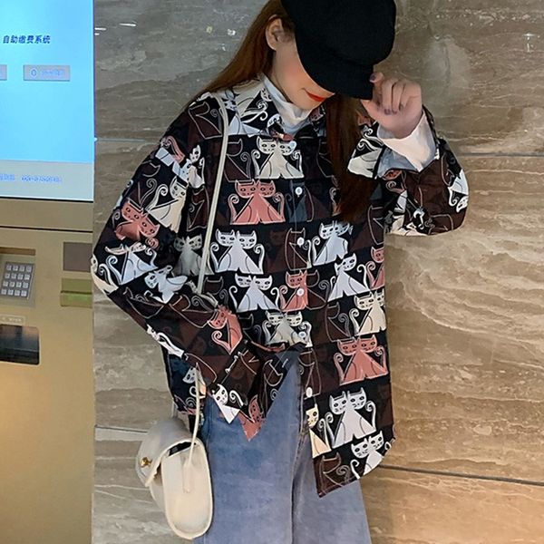 ladies autumn vintage long sleeve print blouses korean version appliques decoration slim blouse, White
ladies autumn vintage long sleeve print blouses korean version appliques decoration slim blouse, White