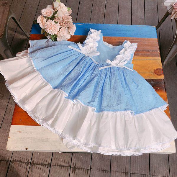 kids Girl designer clothes Dress Spain style Summer Sky Blue With white Ruffles Bow Design Lolita Dress Princess Girl Clothing Dress
kids Girl designer clothes Dress Spain style Summer Sky Blue With white Ruffles Bow Design Lolita Dress Princess Girl Clothing Dress