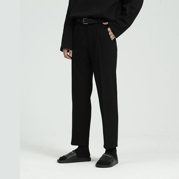 japan korea style male vintage fashion slim fit straight pant men business casual ankle-length suit pant, White;black
japan korea style male vintage fashion slim fit straight pant men business casual ankle-length suit pant, White;black