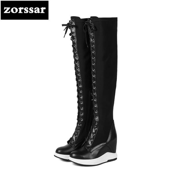 zorssar} 2019 female winter warm thigh high boots women snow boots genuine leather wedge high heels over the knee stretch, Black
zorssar} 2019 female winter warm thigh high boots women snow boots genuine leather wedge high heels over the knee stretch, Black