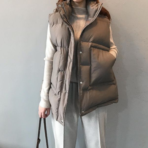 sleeveless women's vests fashion new wild thick solid color casual loose brief coat temperament winter warm straight vests women, Black;white
sleeveless women's vests fashion new wild thick solid color casual loose brief coat temperament winter warm straight vests women, Black;white