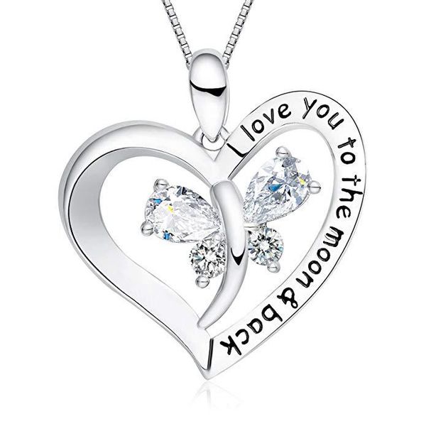 2019 love heart pendant necklace i love you to the moon and back fashion jewelry for woman crystal butterfly necklace, Silver
2019 love heart pendant necklace i love you to the moon and back fashion jewelry for woman crystal butterfly necklace, Silver