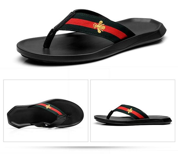 est men's brand designer slipper europe and america bee fashion flip flops genuine leather men beach non-slip trend sandals slippers, Black
est men's brand designer slipper europe and america bee fashion flip flops genuine leather men beach non-slip trend sandals slippers, Black