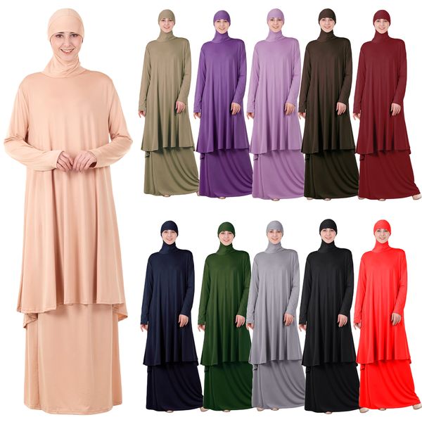 women muslim worship abaya two pieces dress thobe gown hijab prayer middle east robe islamic hood abayas skirts praying clothing, Red
women muslim worship abaya two pieces dress thobe gown hijab prayer middle east robe islamic hood abayas skirts praying clothing, Red