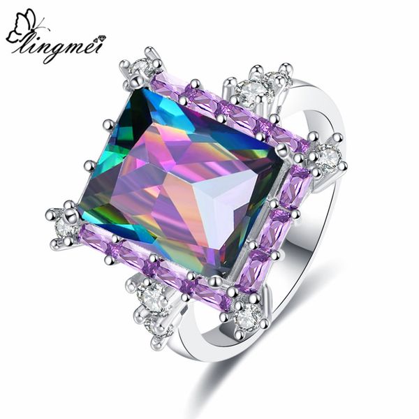 lingmei wholesale wedding band rainbow & purple & green white cubic zircon silver ring size 6 7 8 9 engagement jewelry
lingmei wholesale wedding band rainbow & purple & green white cubic zircon silver ring size 6 7 8 9 engagement jewelry