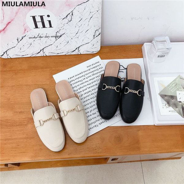 miulamiula design korean fashion luxury metal chain flat leather slippers slip-on loafers mules flip flops women slides, Black
miulamiula design korean fashion luxury metal chain flat leather slippers slip-on loafers mules flip flops women slides, Black