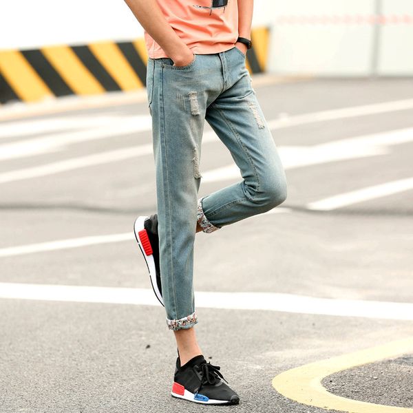 2019 new spring and summer men's new jeans men's youth slim fashion wild nine pants trousers curled trousers pants, Blue
2019 new spring and summer men's new jeans men's youth slim fashion wild nine pants trousers curled trousers pants, Blue