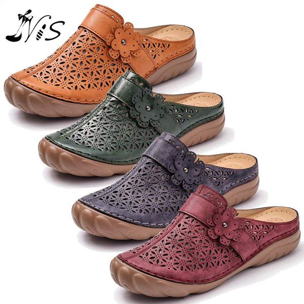 nis women retro style shoes hollow out flower backless light flat outdoor casual beach holidays flat round toe sandals shoes, Black
nis women retro style shoes hollow out flower backless light flat outdoor casual beach holidays flat round toe sandals shoes, Black