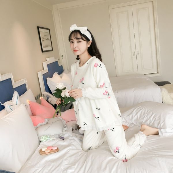 flannel sleepwear winter pajamas sets thick warm female suit long sleeve, Blue;gray
flannel sleepwear winter pajamas sets thick warm female suit long sleeve, Blue;gray