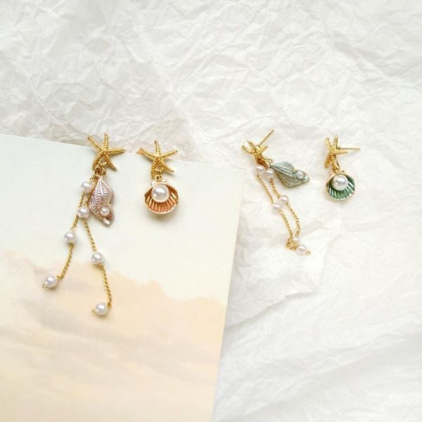 2019 trendy shell water drop women dangle earrings shell starfish asymmetric pearl earring, Silver
2019 trendy shell water drop women dangle earrings shell starfish asymmetric pearl earring, Silver