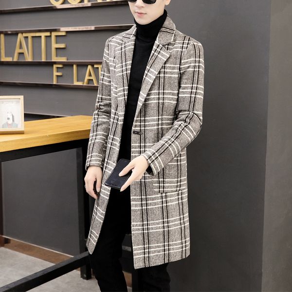 2019 classic plaid winter mens coat casual slim men overcoat wool blends coats korea long trench coat jackets windbreaker, Black
2019 classic plaid winter mens coat casual slim men overcoat wool blends coats korea long trench coat jackets windbreaker, Black
