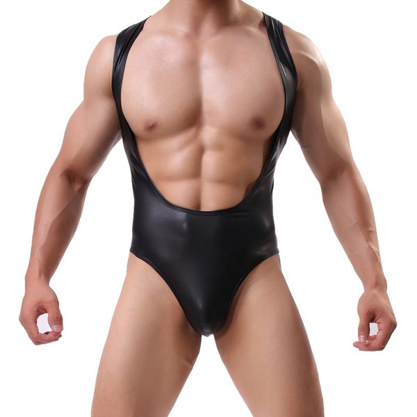 men's faux leather bodysuit boxers jumpsuits wrestling singlets lingerie stretch tight gay jockstrap, Black;brown
men's faux leather bodysuit boxers jumpsuits wrestling singlets lingerie stretch tight gay jockstrap, Black;brown