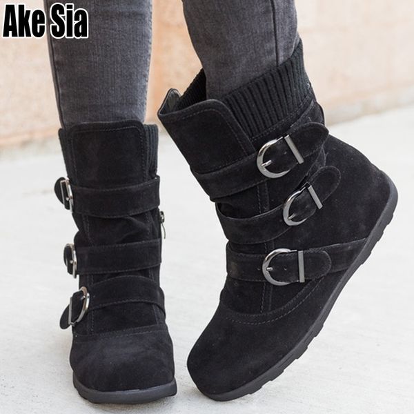 lady fashion women winter woolen knitted snow med calf boots buckles straps bottine female shoes combat snow boots booties c256, Black
lady fashion women winter woolen knitted snow med calf boots buckles straps bottine female shoes combat snow boots booties c256, Black