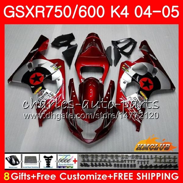 

Kit For SUZUKI GSX R600 R750 GSXR600 GSX-R750 frame wine red GSXR 600 750 04 05 7HC.1 GSXR-750 GSXR750 K4 GSXR-600 04 05 2004 2005 Fairing