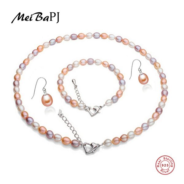 meibapj real culture rice-shape pearl jewelry set 925 silver earrings clasp women's birthday gift wedding jewelry set tz-015y, Black
meibapj real culture rice-shape pearl jewelry set 925 silver earrings clasp women's birthday gift wedding jewelry set tz-015y, Black