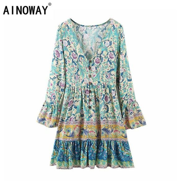 vintage chic women hippie floral print deep v-neck bohemian pleated mini dress ladies batwing sleeve boho dresses vestidos, Black;gray
vintage chic women hippie floral print deep v-neck bohemian pleated mini dress ladies batwing sleeve boho dresses vestidos, Black;gray