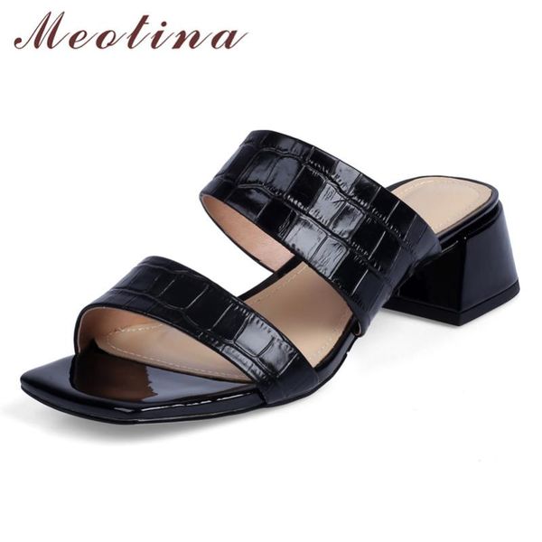 meotina shoes women mid heel slippers square toe thick heels ladies slides summer causal sandals female white black size 34-39
meotina shoes women mid heel slippers square toe thick heels ladies slides summer causal sandals female white black size 34-39