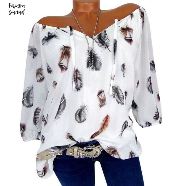 2019 blouse spring summer half sleeve v neck boho women shirt feather print casual girl loose elegant blouses clothing, White
2019 blouse spring summer half sleeve v neck boho women shirt feather print casual girl loose elegant blouses clothing, White
