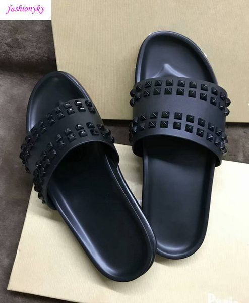 donna willow nail slippers designer luxury red bottoms shoes men's rivet spikes flat slipperswith box, Black
donna willow nail slippers designer luxury red bottoms shoes men's rivet spikes flat slipperswith box, Black