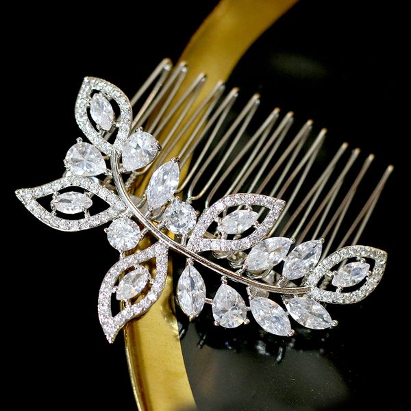 elegant zirconia leaves gold / silver crystal bride hair comb tiara wedding hair accessories, Golden;white
elegant zirconia leaves gold / silver crystal bride hair comb tiara wedding hair accessories, Golden;white