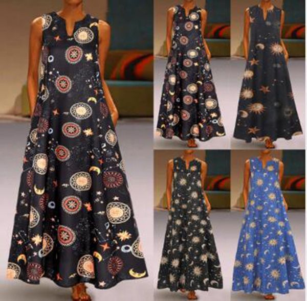 wholesale fashion explosion models women retro print dress v-neck sleeveless trousers dress, Black;gray 
wholesale fashion explosion models women retro print dress v-neck sleeveless trousers dress, Black;gray