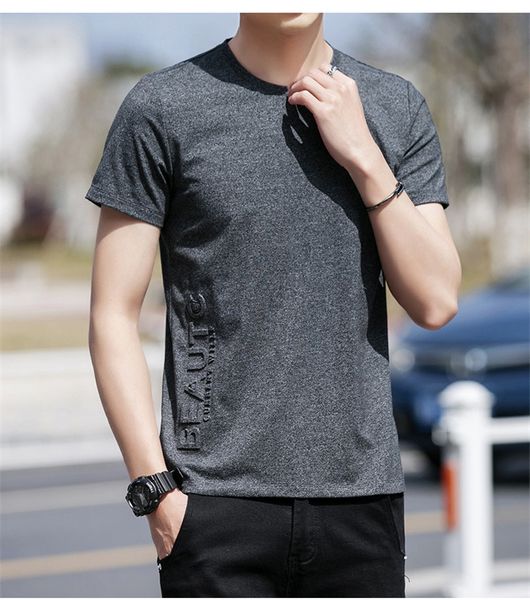 fashion mens designer teenagers tshirt summer short sleeve solid color crew neck slim male tees, White;black
fashion mens designer teenagers tshirt summer short sleeve solid color crew neck slim male tees, White;black