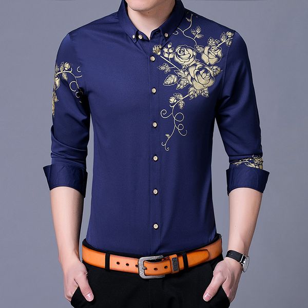 2018 new spring men's shirt long-sleeved men's shirt printed clothing, White;black
2018 new spring men's shirt long-sleeved men's shirt printed clothing, White;black