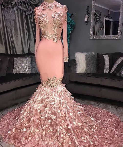 elegant long sleeves 3d floral mermaid pink prom dresses black girls court train plus size african graduation dress evening gown
elegant long sleeves 3d floral mermaid pink prom dresses black girls court train plus size african graduation dress evening gown