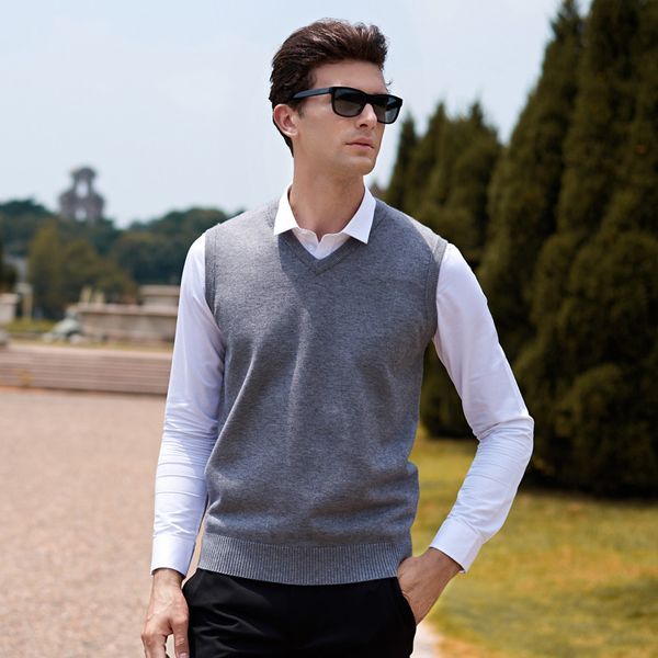 

sleeveless wool sweater men pull homme pullover knitted vest solid v-neck slim men's sweater large sizes blusa masculina, Black;white