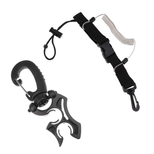 diving scuba 2-hose holder with 360° swivel & foldable clip + quick release coil lanyard with swivel clip strap & split ring
diving scuba 2-hose holder with 360° swivel & foldable clip + quick release coil lanyard with swivel clip strap & split ring