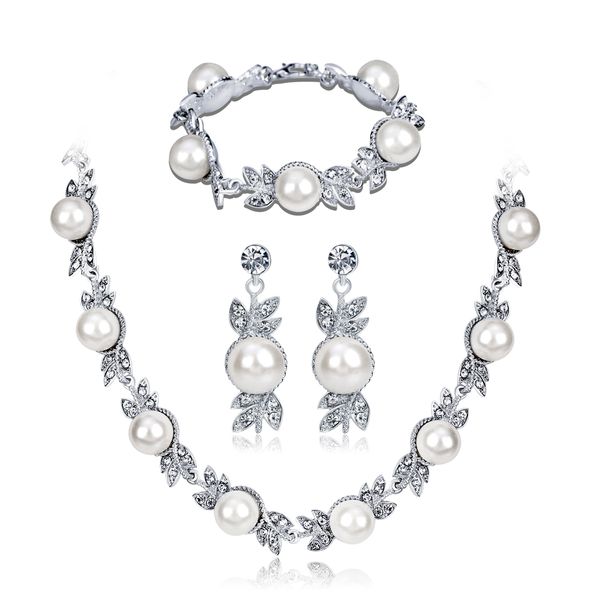 bride necklace wedding dress with necklace suit temperament set pearl bride earrings three pieces, Silver
bride necklace wedding dress with necklace suit temperament set pearl bride earrings three pieces, Silver