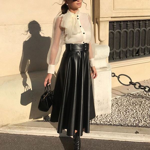 faux leather skirt women elegant tie belt high waist long pleated skirts vintage a-line midi skirt 2020 spring autumn jupe femme, Black
faux leather skirt women elegant tie belt high waist long pleated skirts vintage a-line midi skirt 2020 spring autumn jupe femme, Black